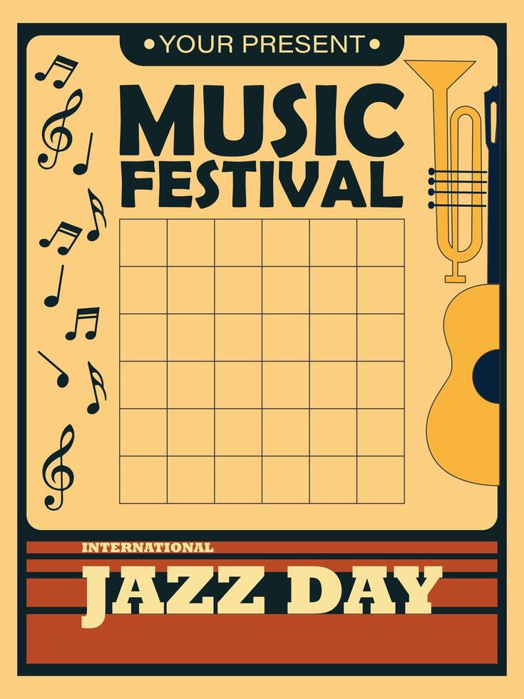 International Jazz Day poster with retro vintage style vector