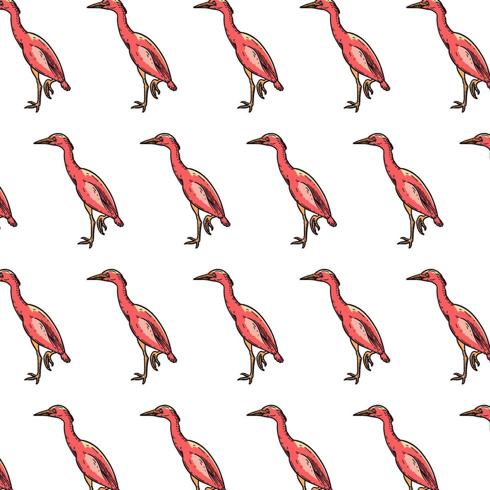hand drawing red bird pattern design vector