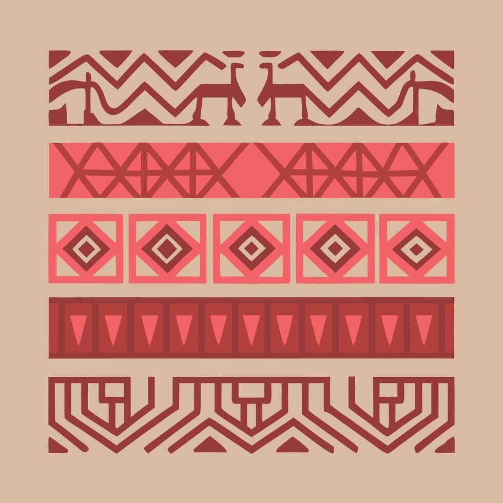 Geometric African Tribal Pattern, Yellow on Brown vector