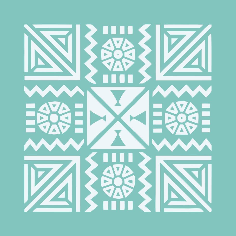 African Tribal Pattern with Monkeys and Geometric Shapes vector
