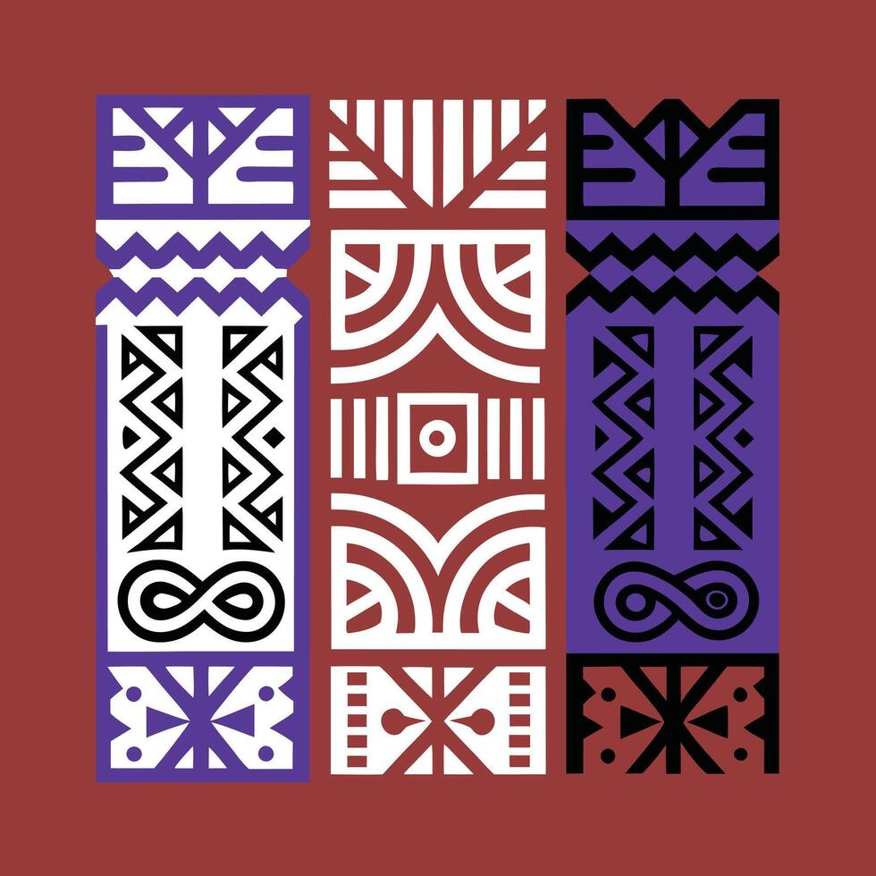 African Tribal Pattern Square Design Element vector