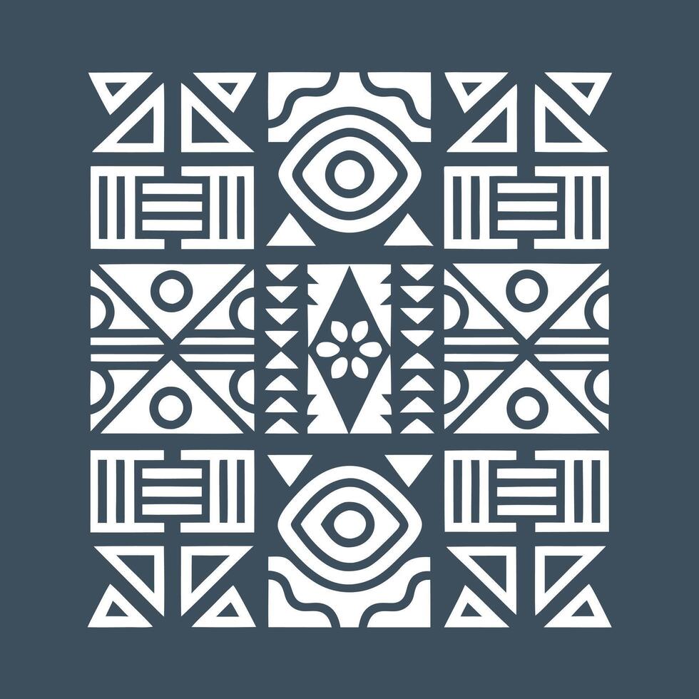 Geometric African Tribal Pattern in Red vector