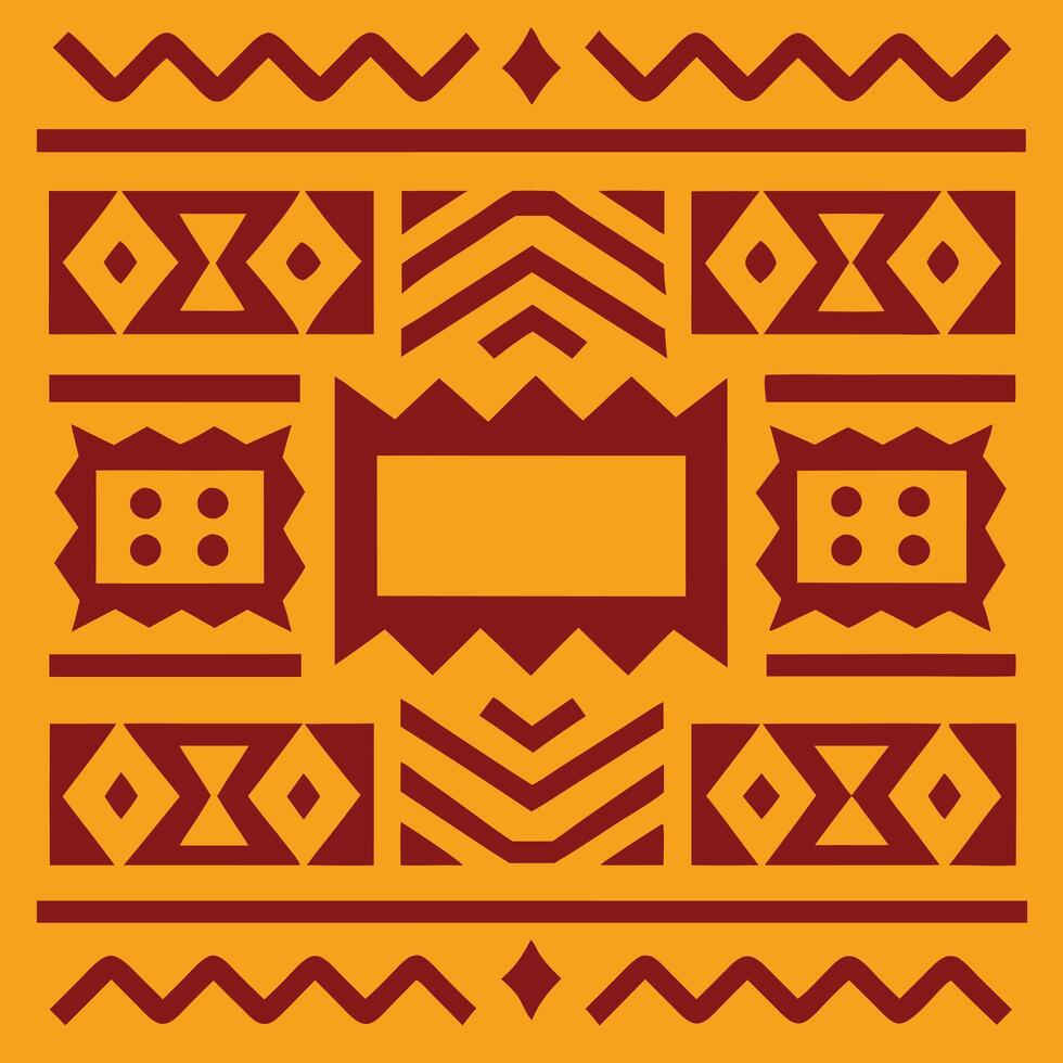 African Tribal Owl Pattern, Geometric Design vector