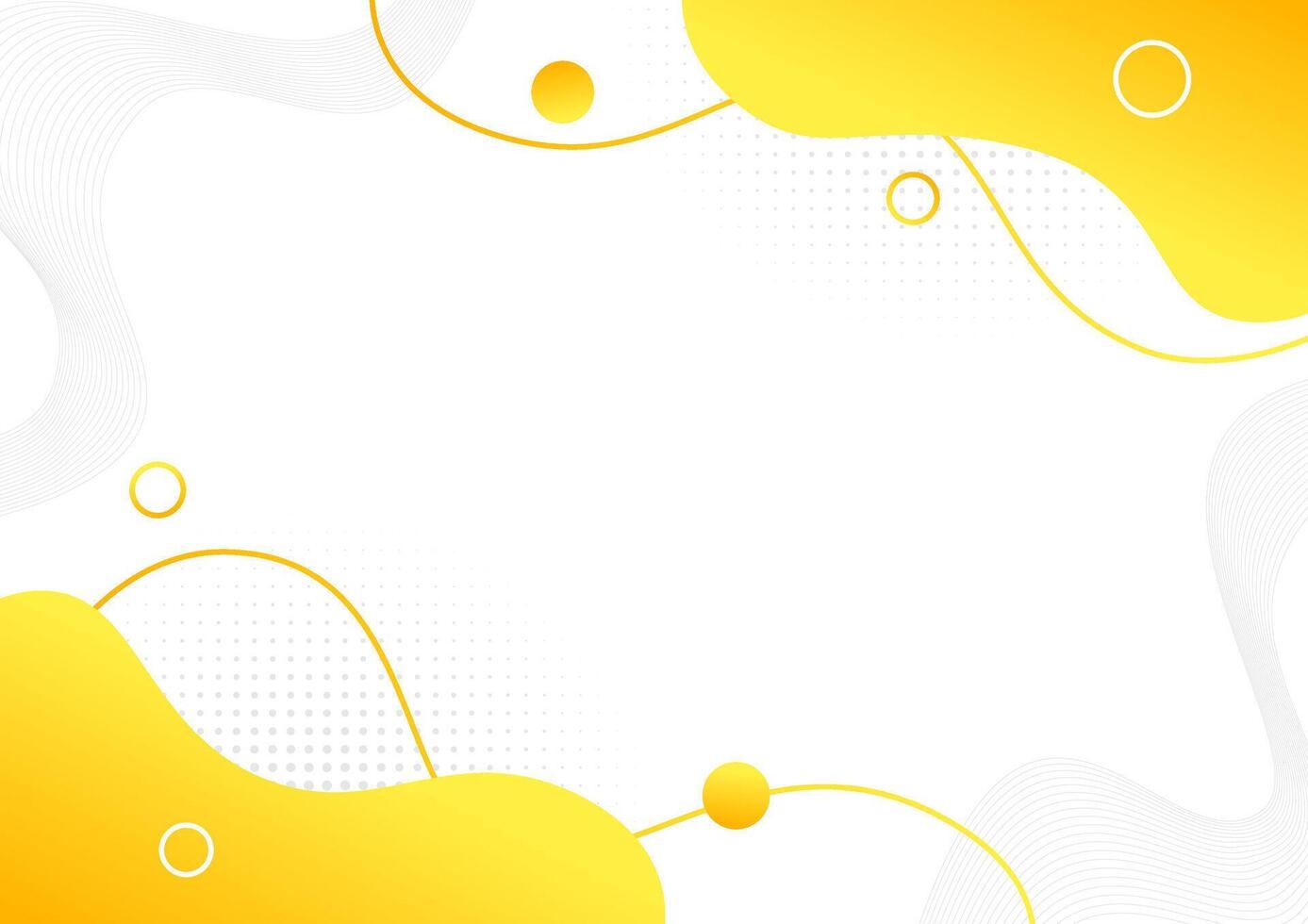 Yellow abstract background with wavy lines and dots. Template for your design vector
