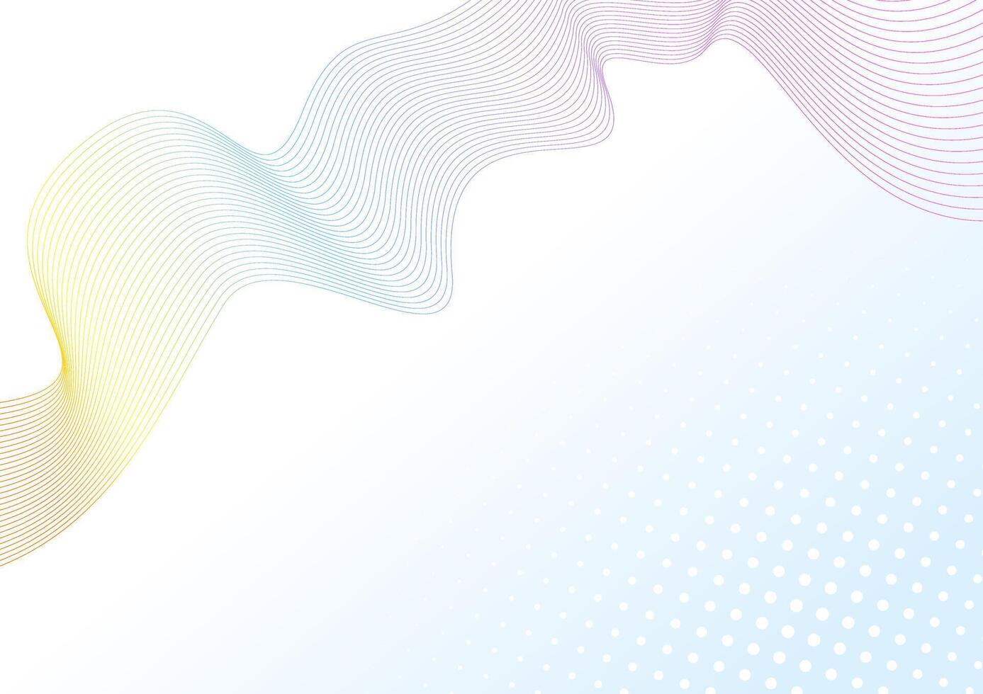 Abstract background with colorful wavy lines and halftone dots. vector