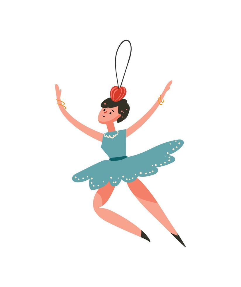 A cartoon ballerina in a blue dress vector
