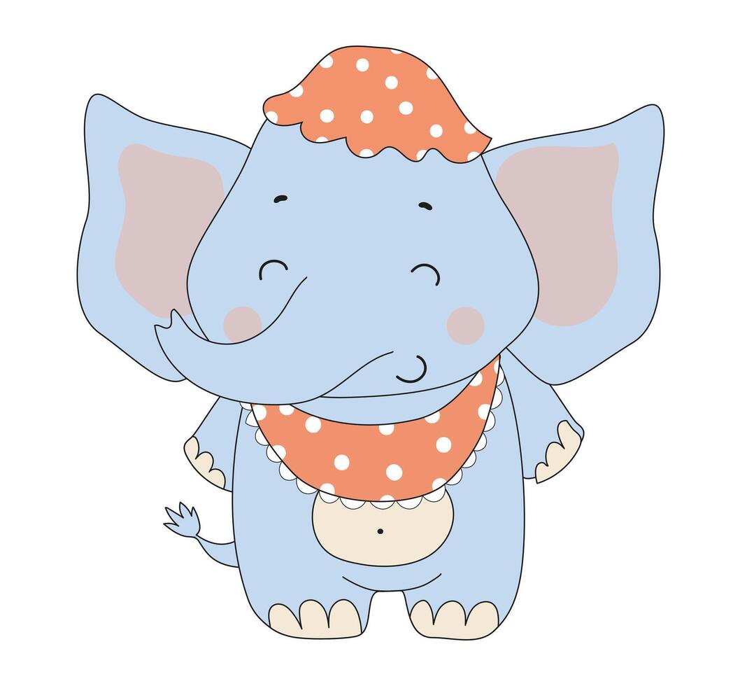 A cartoon elephant wearing a polka dot hat vector