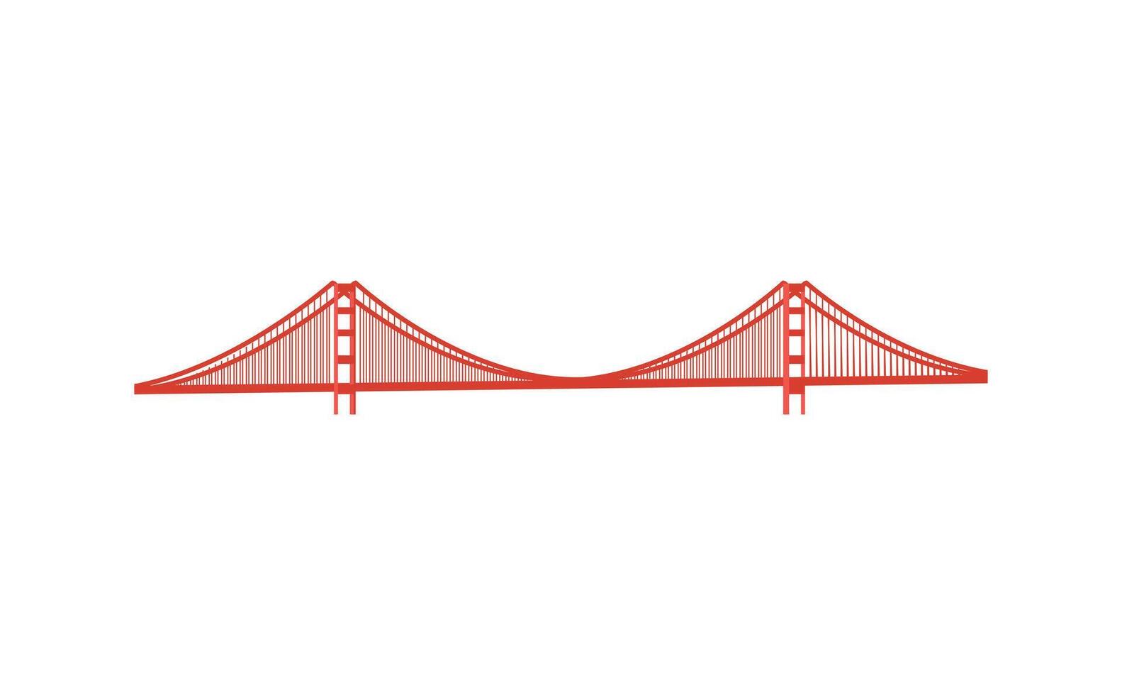 A red and white illustration of the golden gate bridge vector