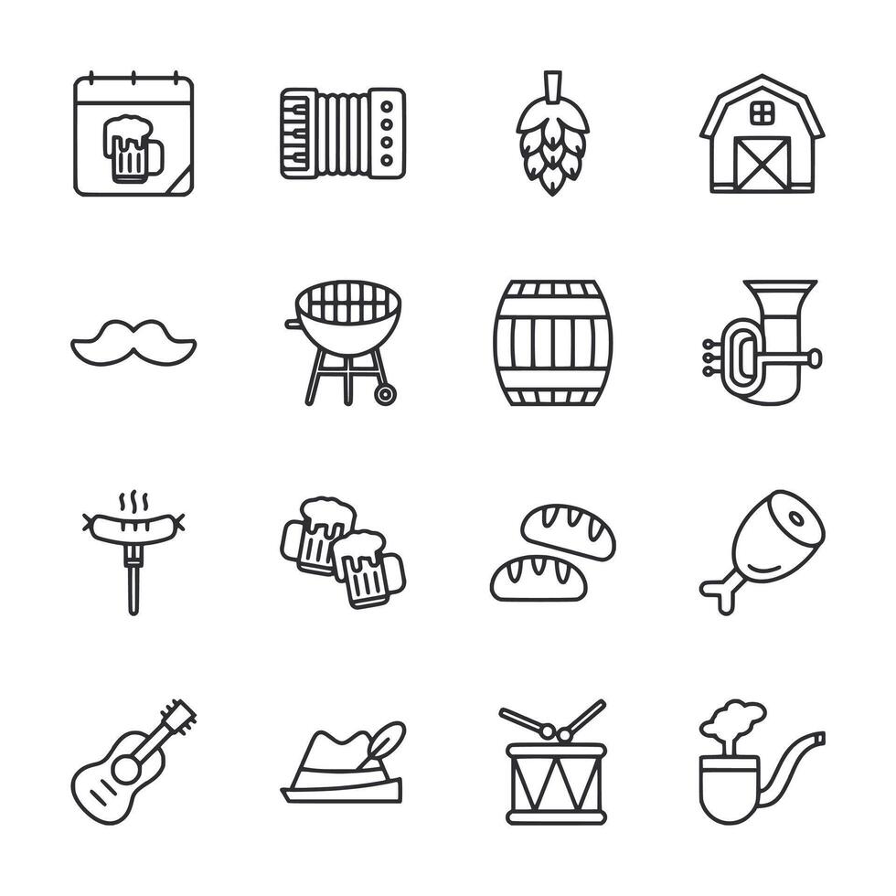 A collection of icons including a guitar, a kazoo, a beer mug, a beer can vector