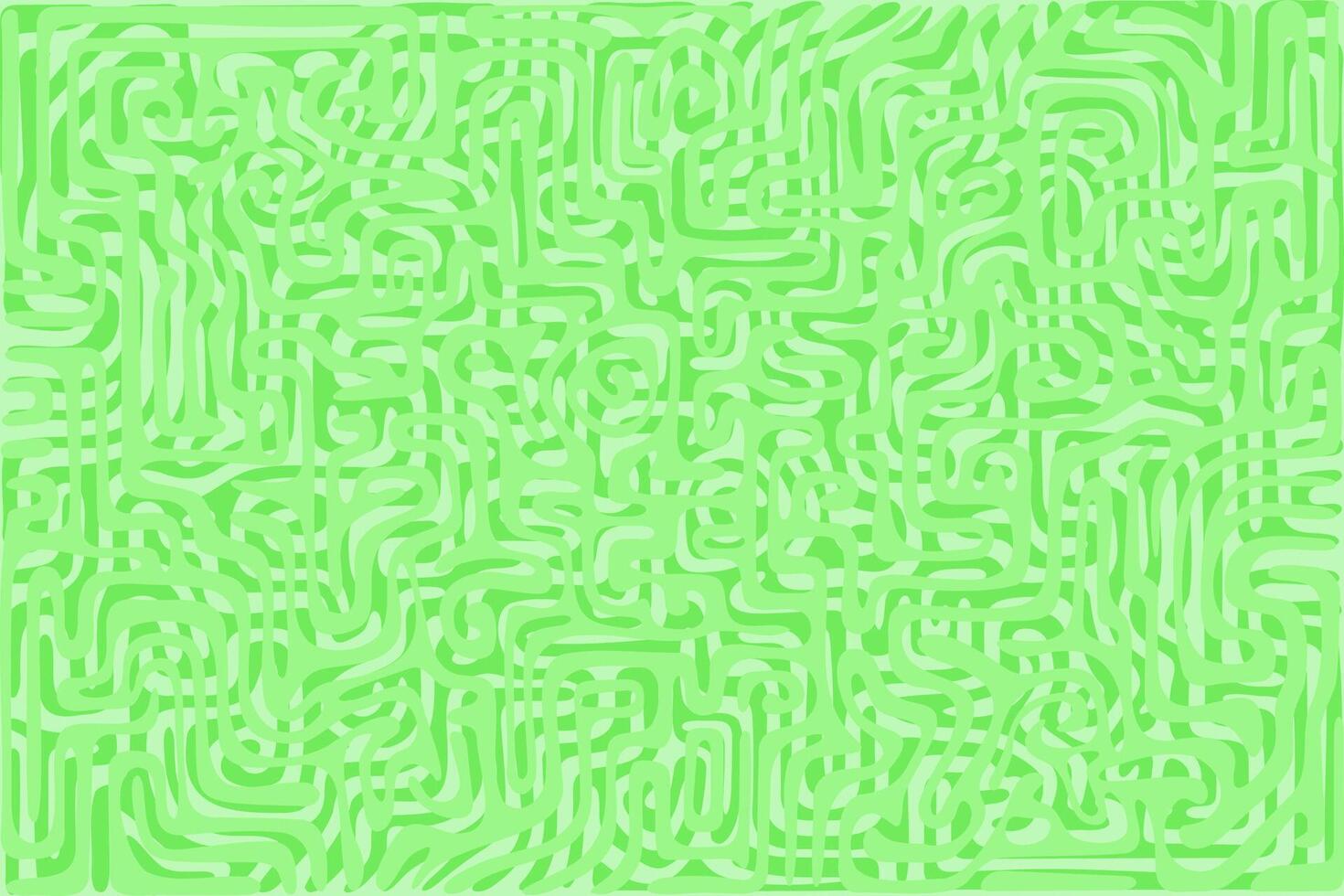 Abstract green maze with intricate patterns and curves on a bright background vector