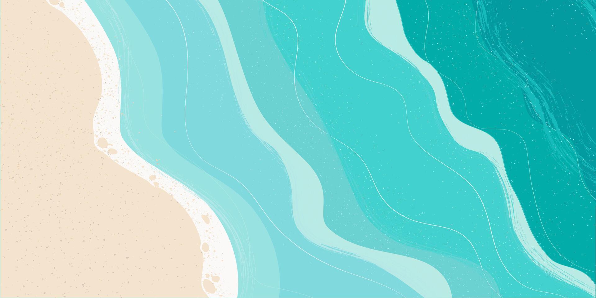 Summer time. Top view of an exotic empty beach. A place for your project. A foamy sea with waves. illustration vector