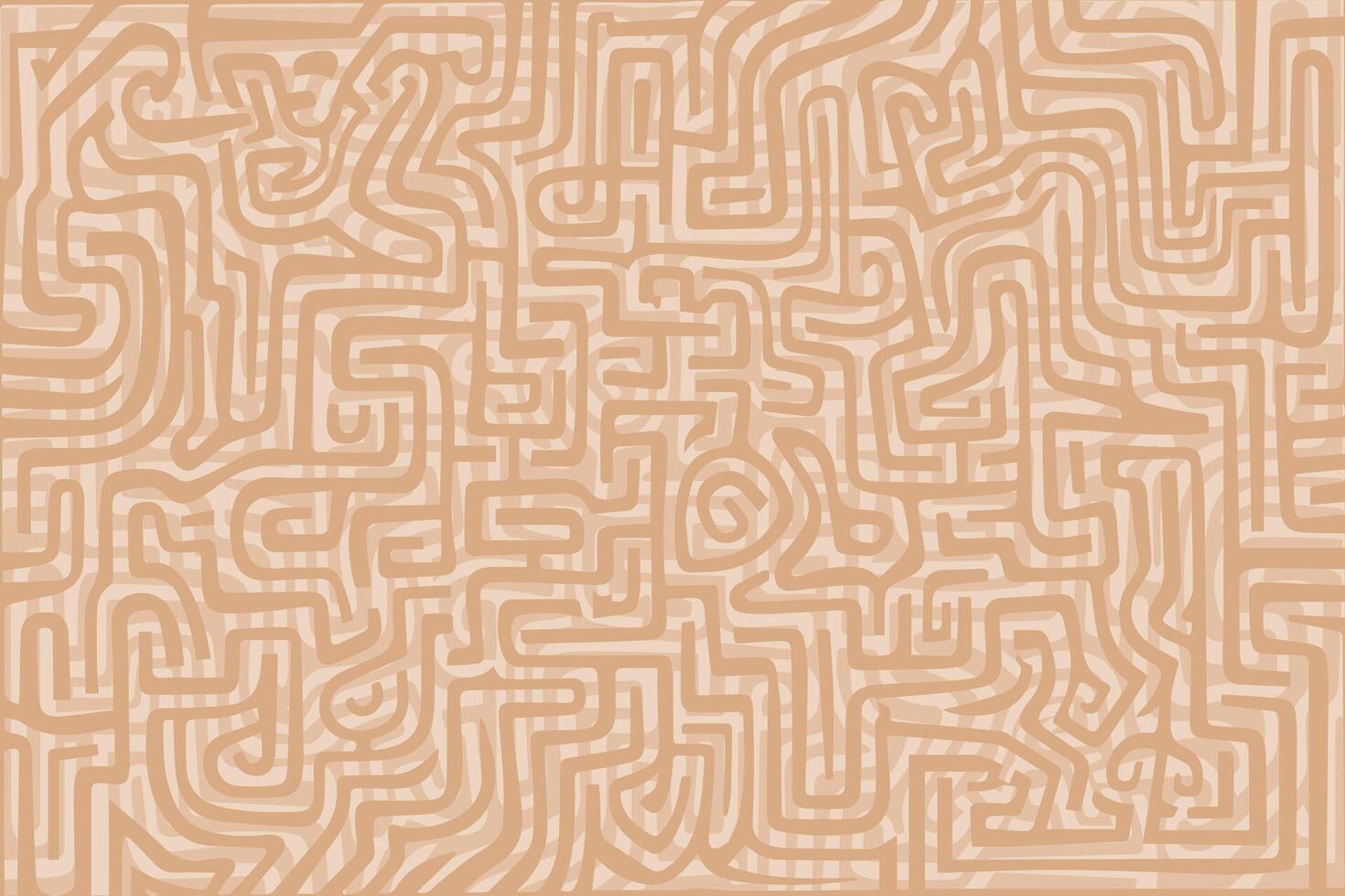 Intricate maze design with winding paths and loops in warm tones vector