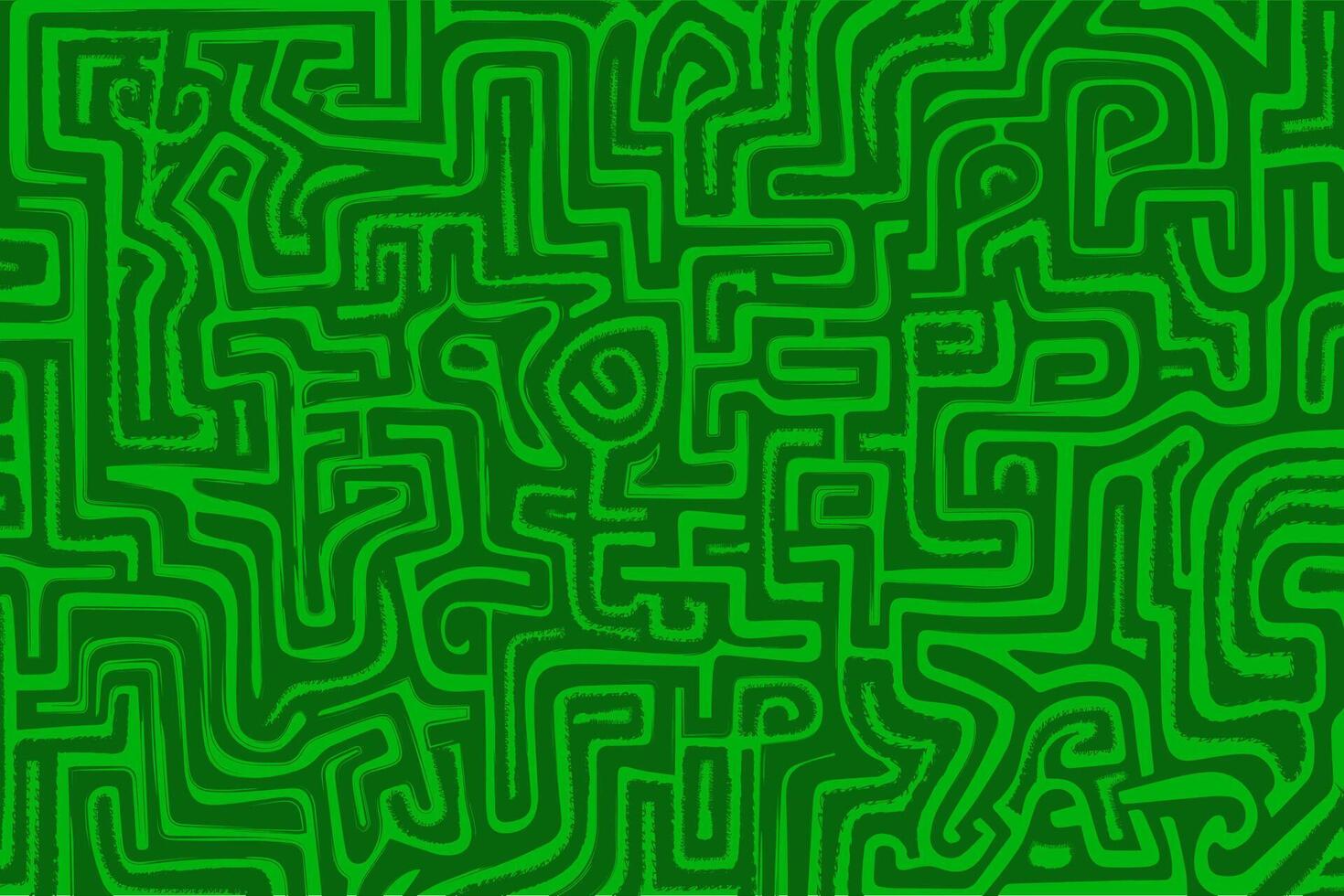 Intricate green line pattern displays a mesmerizing maze-like design vector