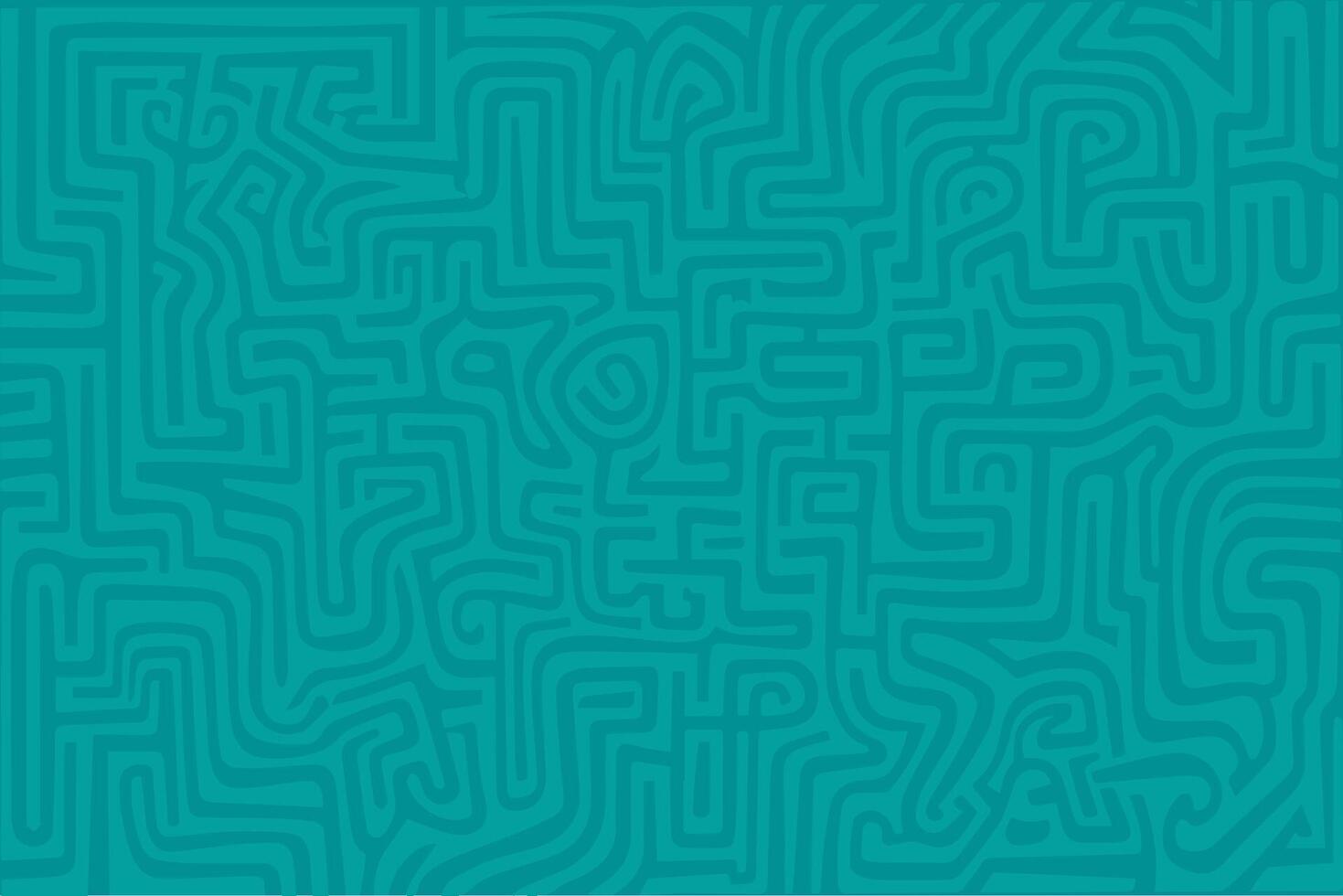 Intricate maze pattern design in teal color showcasing abstract art style vector