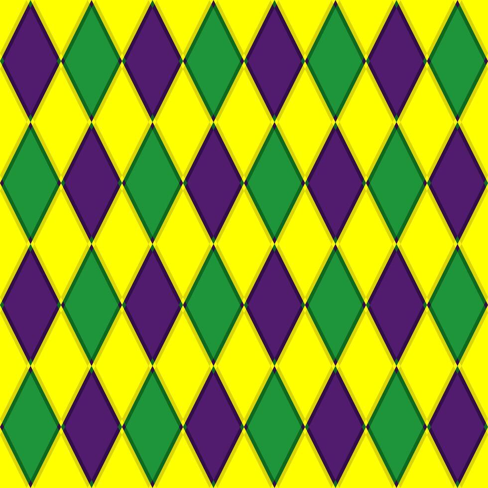 Colorful diamond pattern with yellow, green, and purple shapes in a repeating design vector