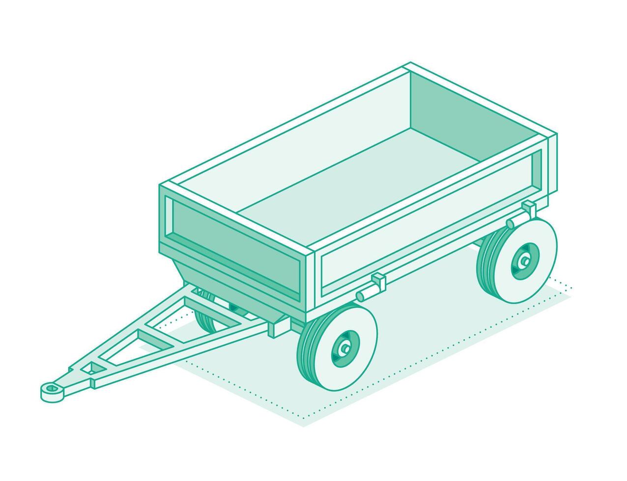 Isometric tractor trailer isolated on white background. vector
