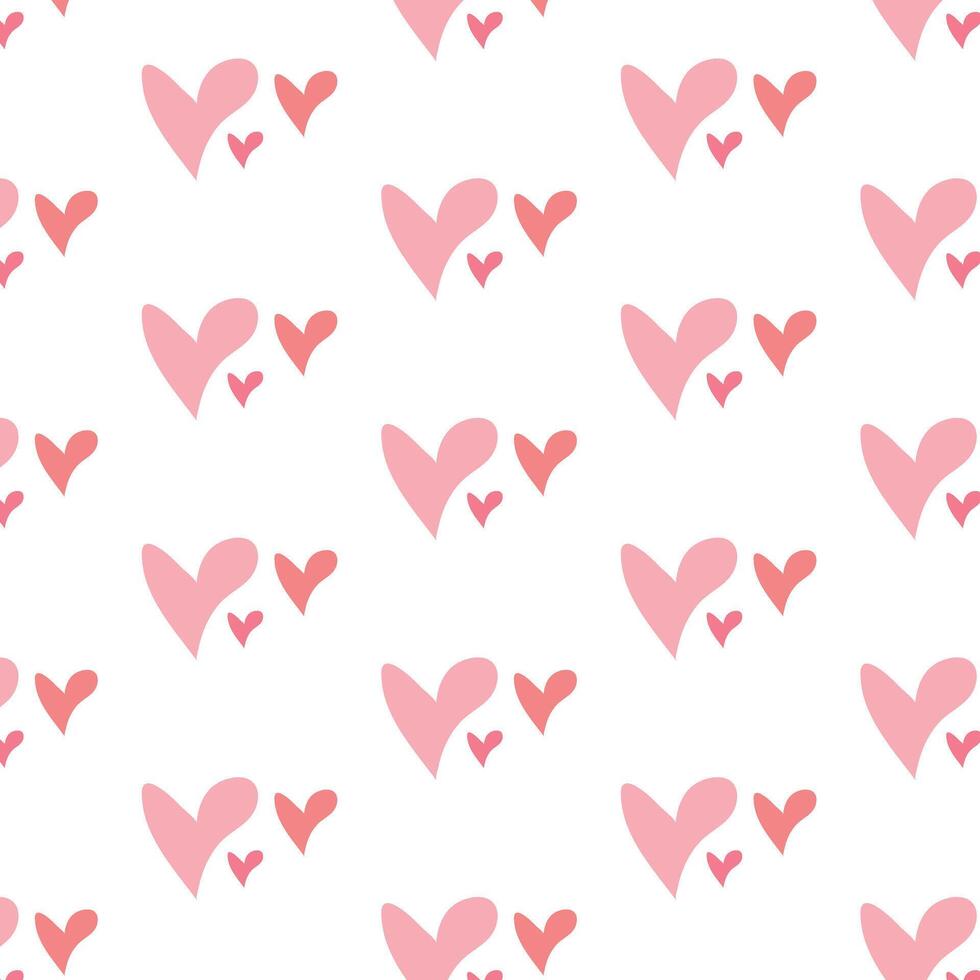 Cute pink heart pattern on white background vector