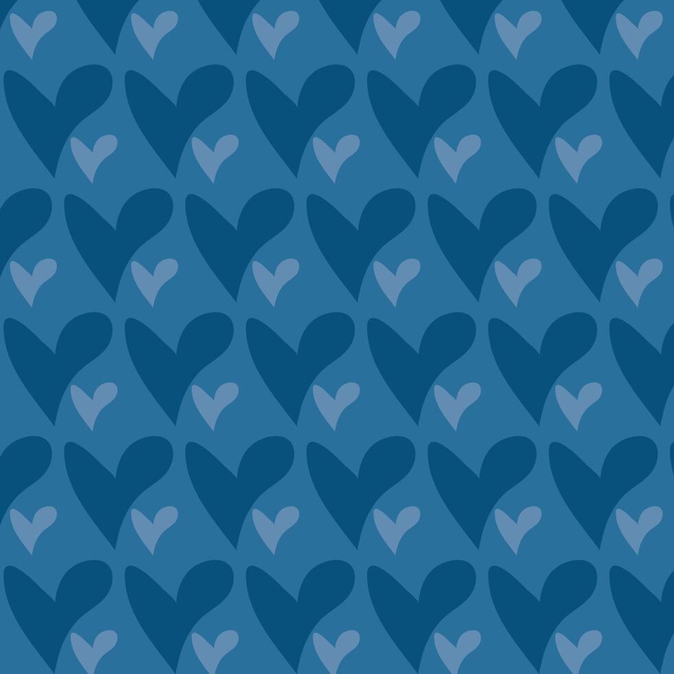 Romantic heart pattern on blue background vector