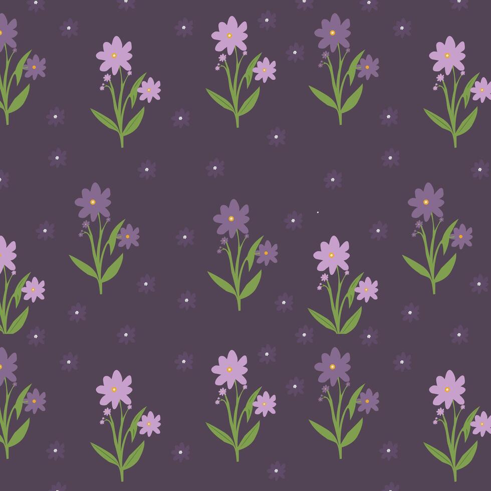 Purple floral pattern on dark vector