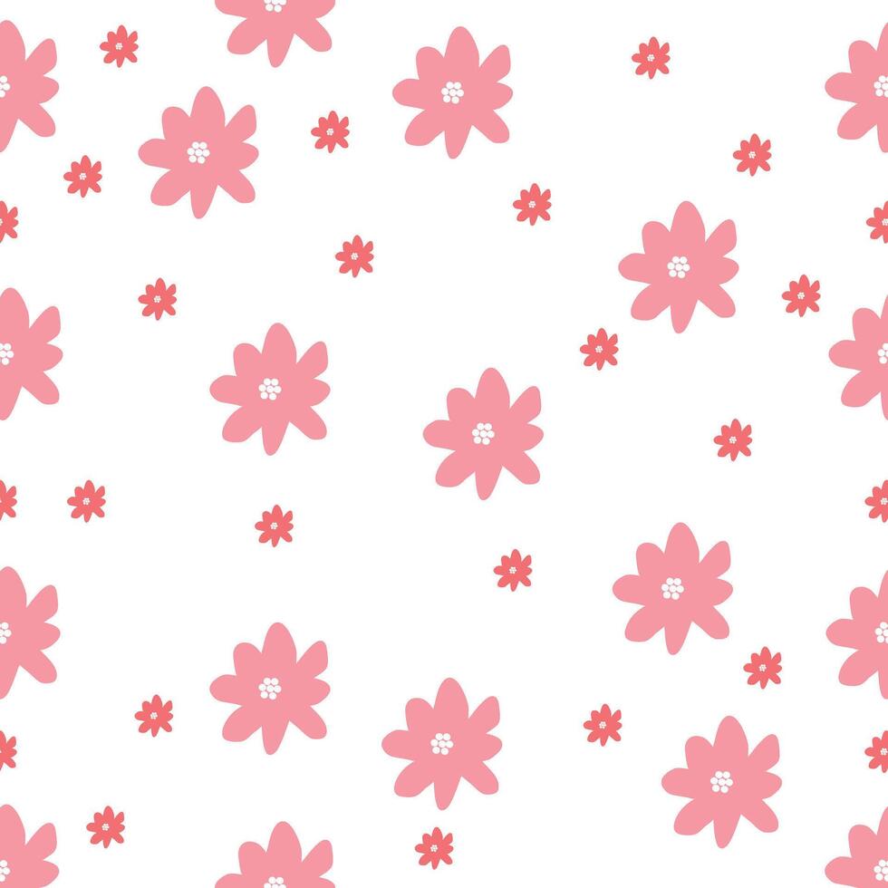 floral pattern with pink flowers on white background vector