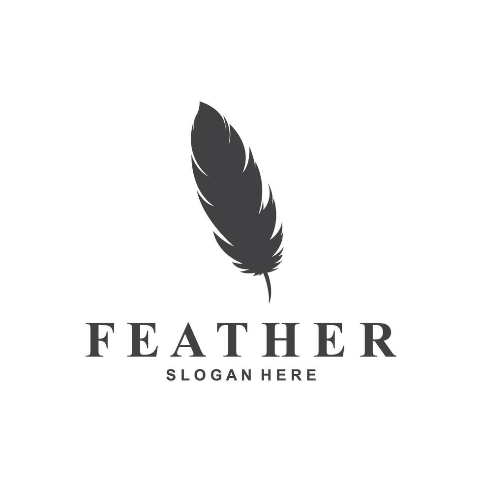 feather logo design template with simple design vector