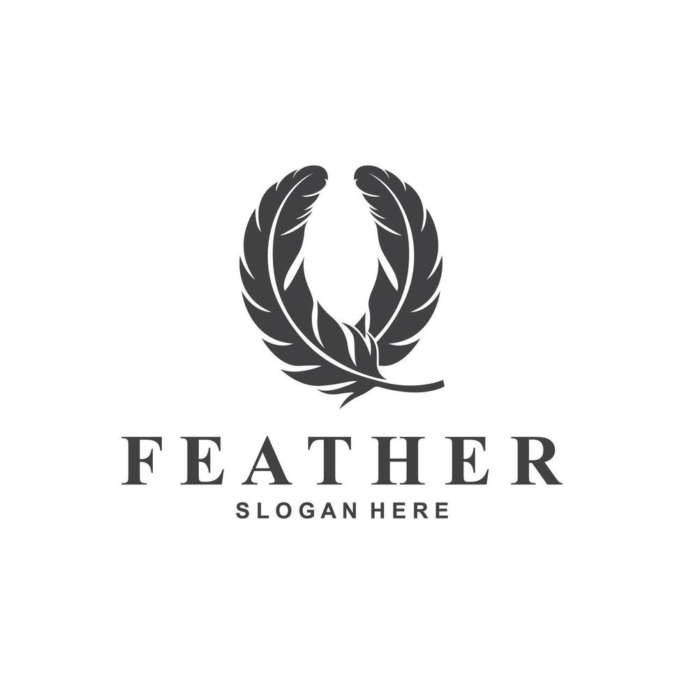 feather logo design template for bissinnes vector