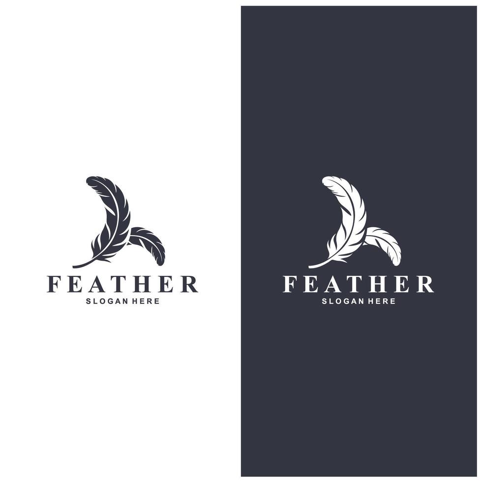feather logo design illustration with simple design vector