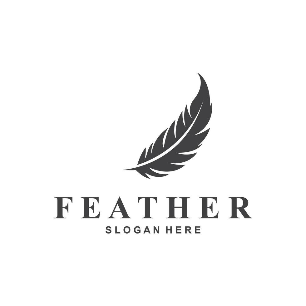 feather logo design template and icon vector