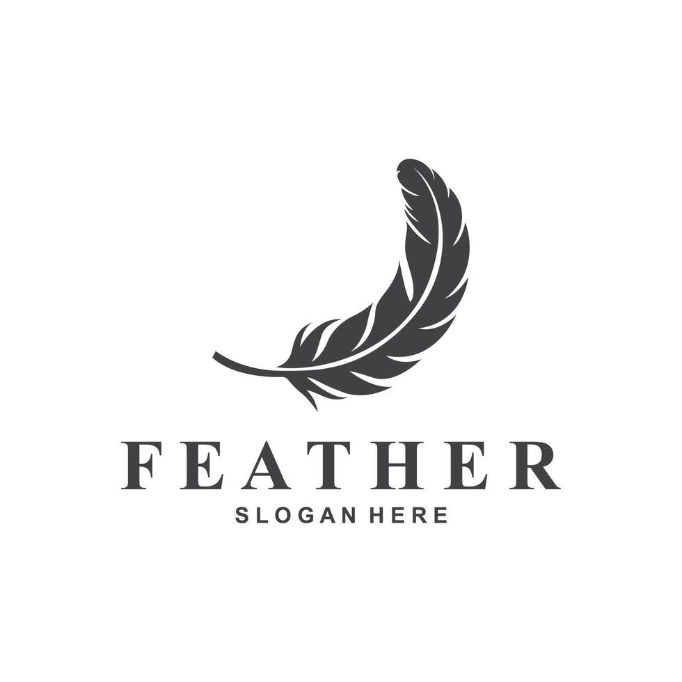 feather logo and signature logo design template vector