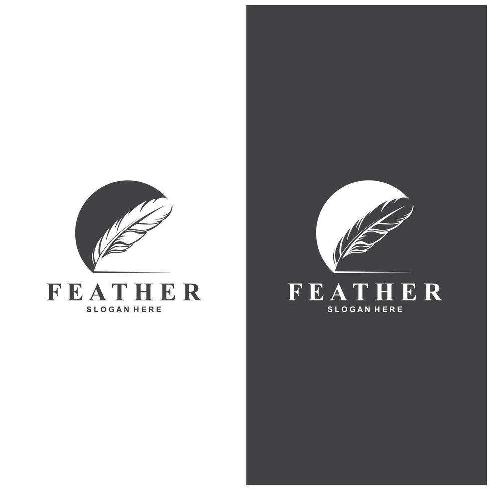 feather logo desig illustration with the simple background vector