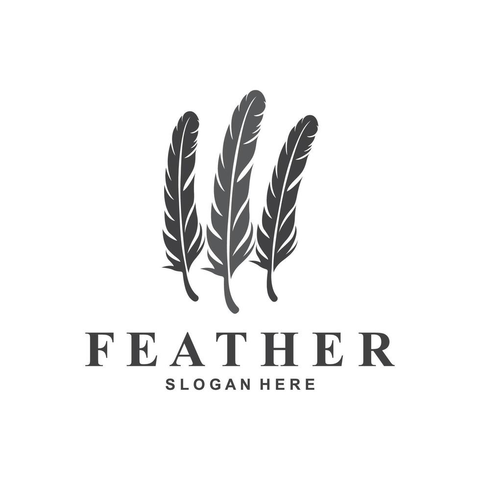 feather logo simple design template vector