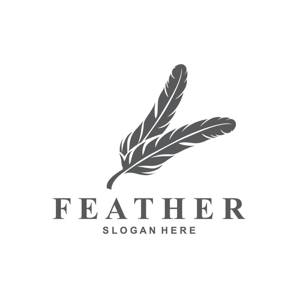 feather logo design template with two vector