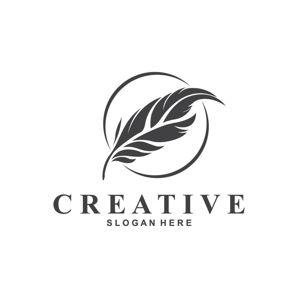 creative feather logo design vector