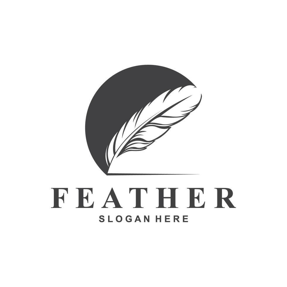 feather logo design template illustration simple vector