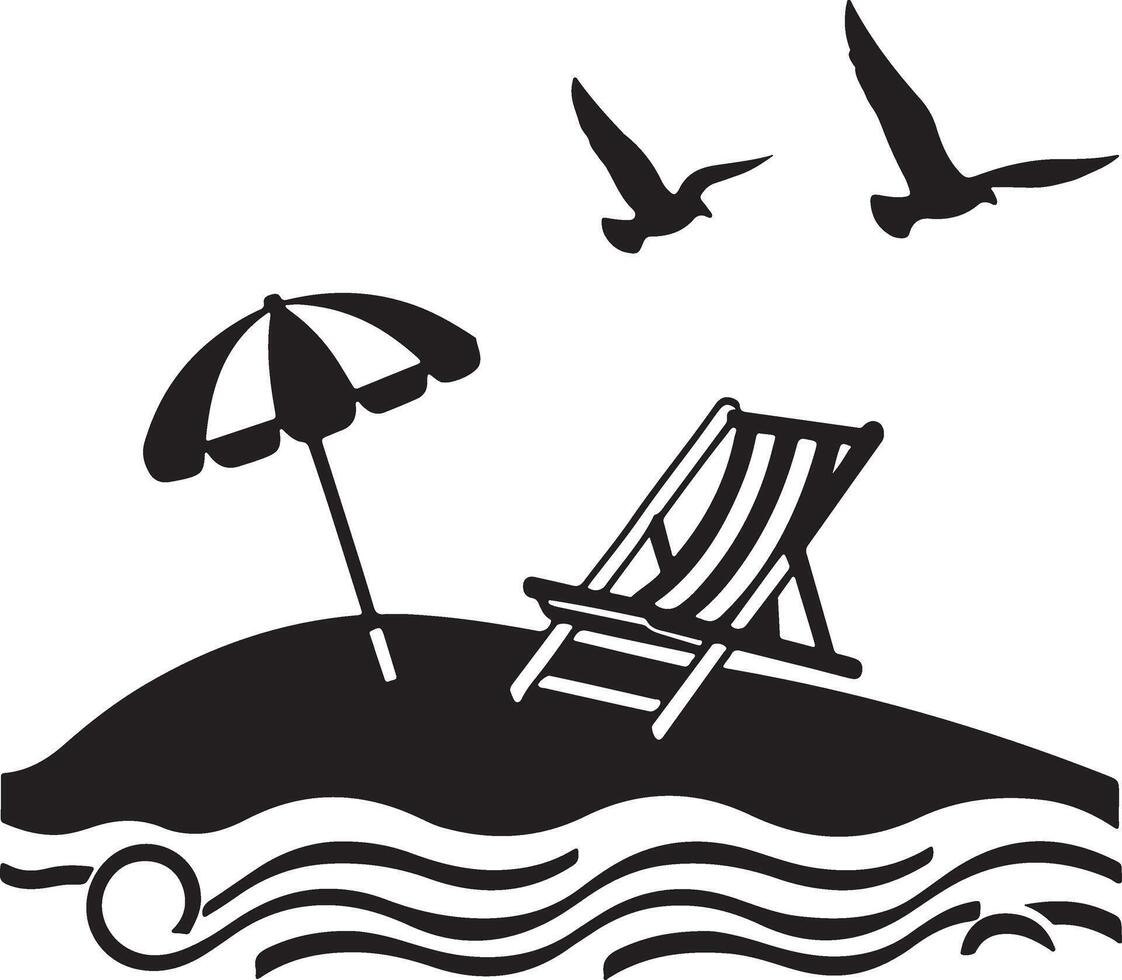 Stark and Serene, A Minimalist Black and White Beach Getaway vector