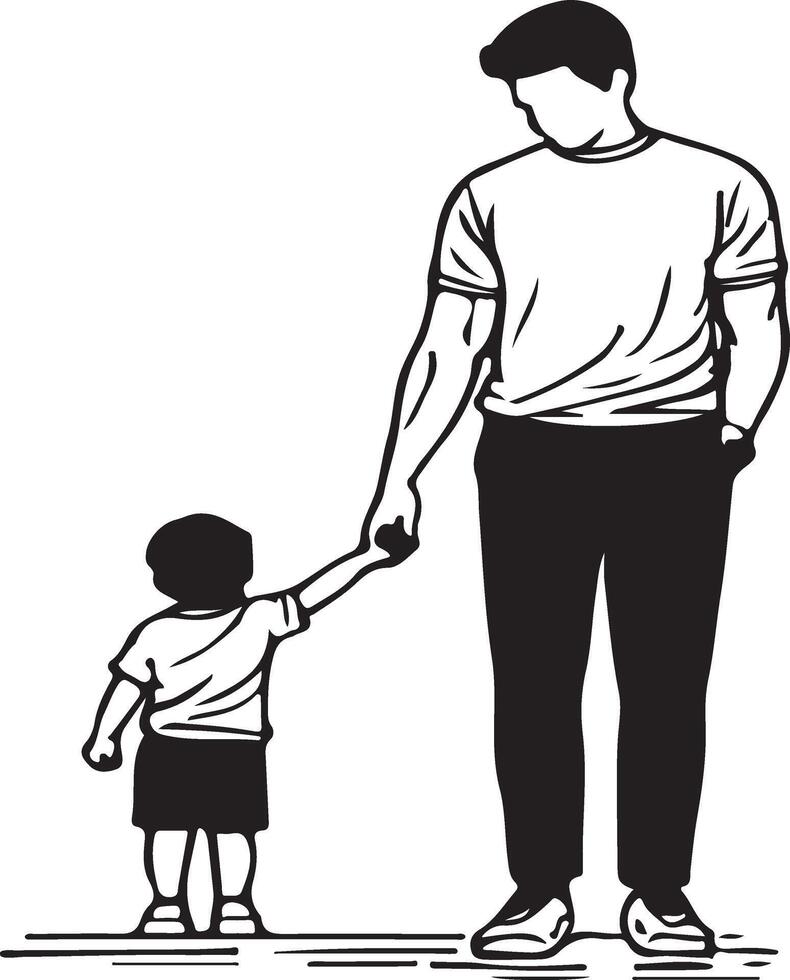 Father and Son Simple Silhouette Illustration design vector