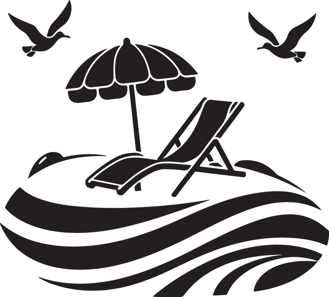 Coastal Simplicity, A Striking Monochrome Beach Illustration vector