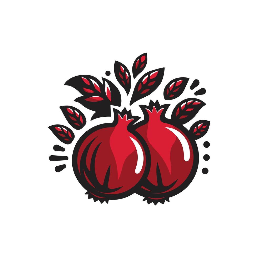 Pomegranate Logo Flat Illustration Isolated on White Background. vector