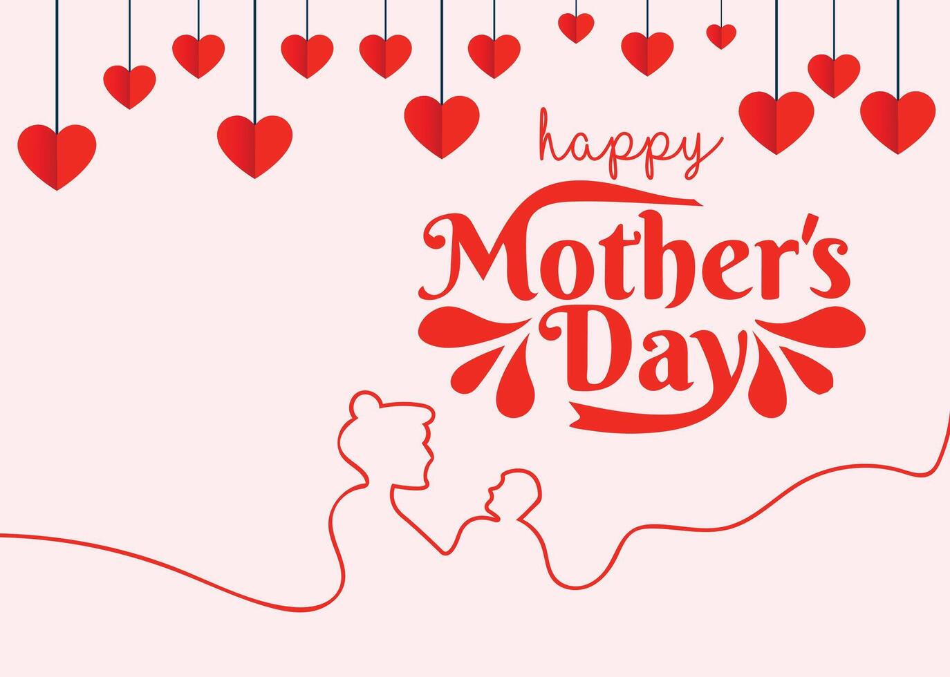 Mother's day postcard with pink background. Happy Mothers Day card. vector