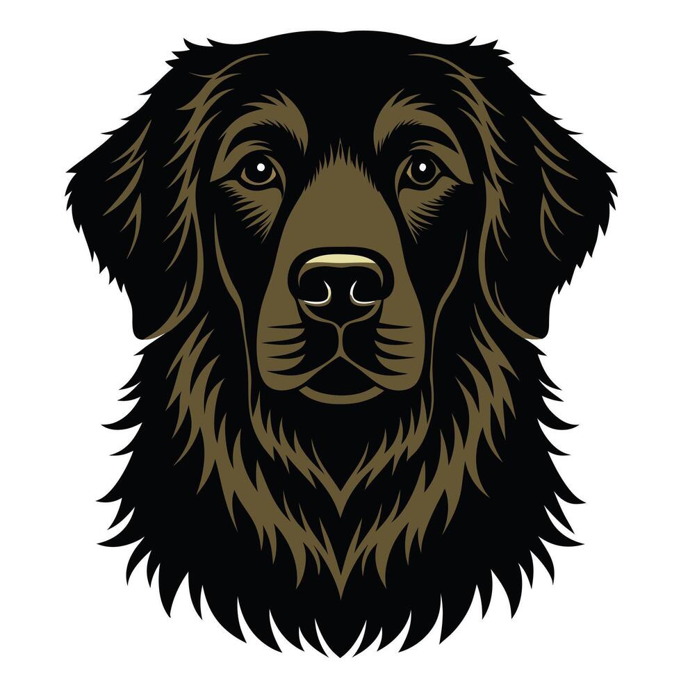 Golden Retriever Dog Front view of head silhouette illustration White Background vector