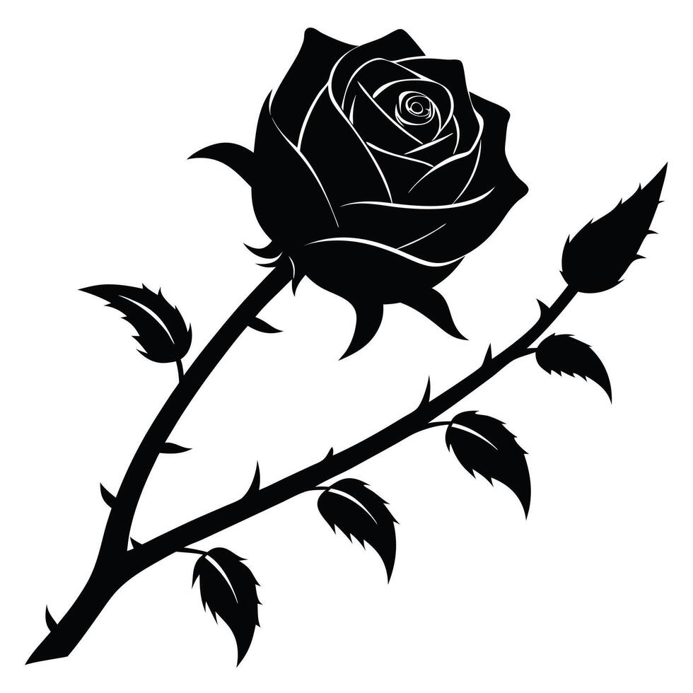 black rose with Black Rose Silhouette Illustration Black Rose Silhouette On White Background vector