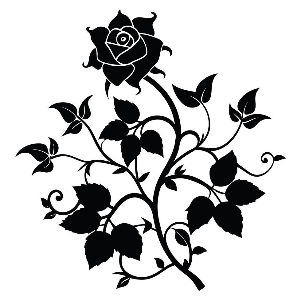 rose silhouetteBlack Rose Shadow Illustration Black Rose Shadow On White Background vector