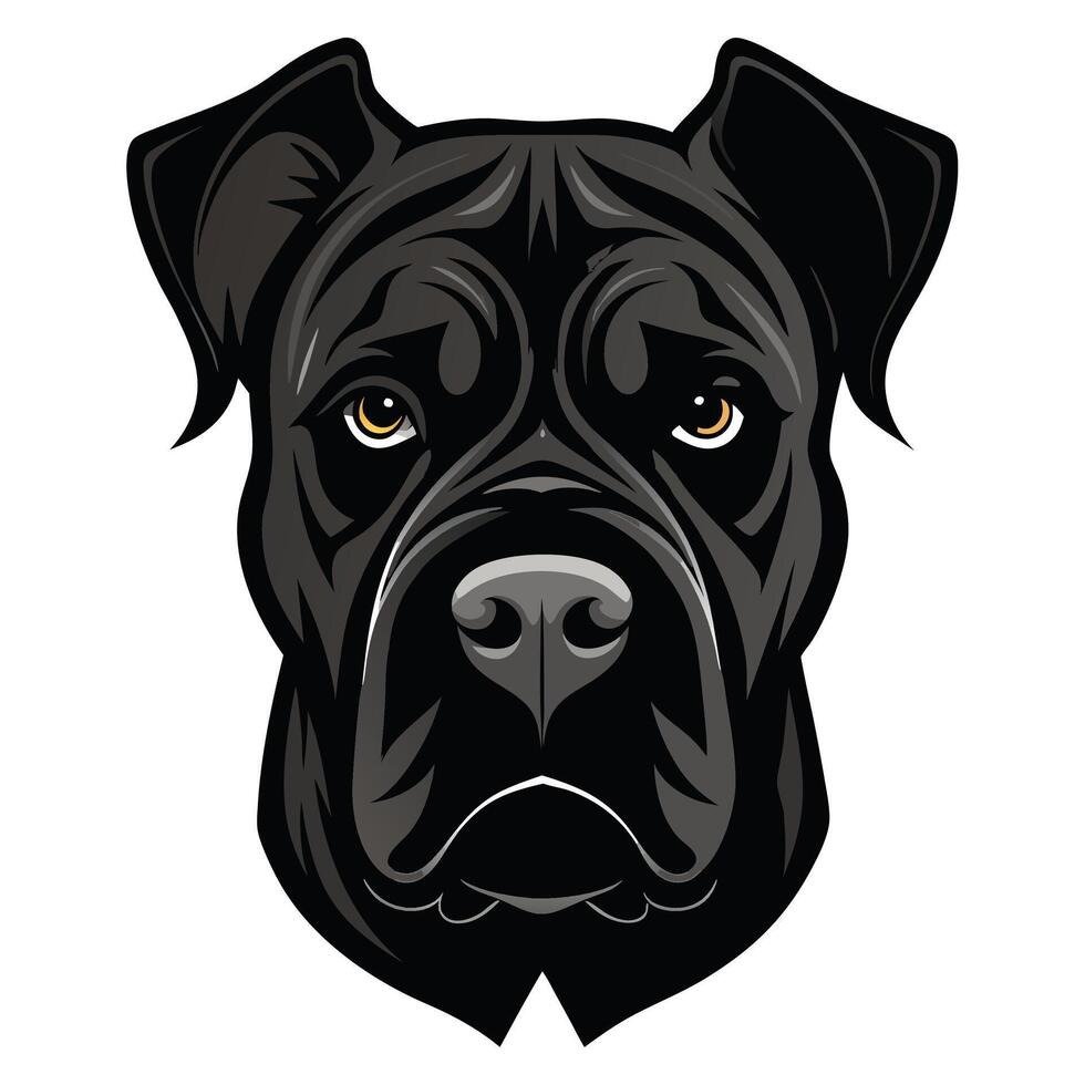 Bullmastiff dog Front view of head silhouette illustration White Background vector