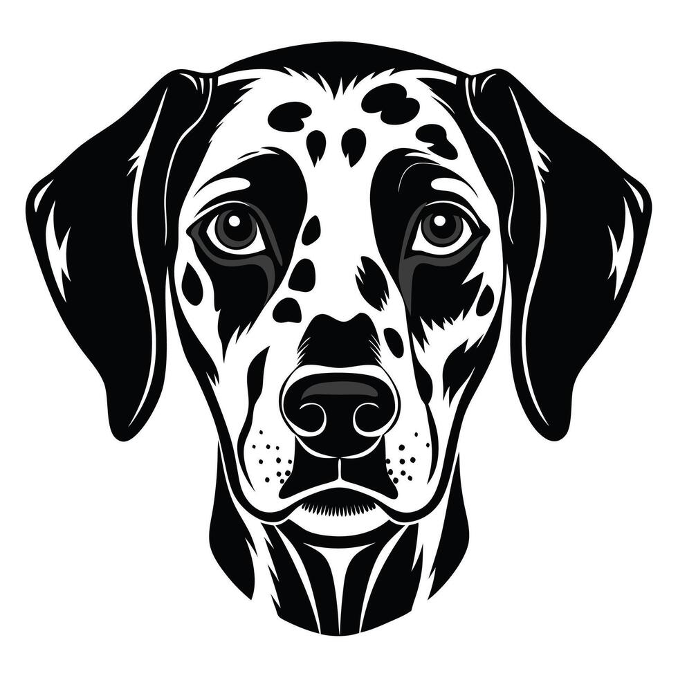 Dalmatian dog Front view of head silhouette illustration White Background vector
