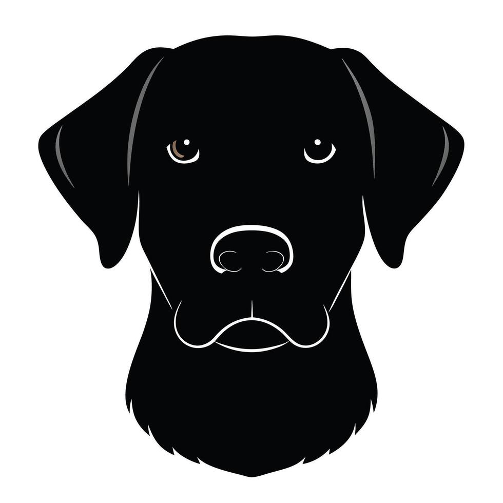Labrador Retriever Dog Front view of head silhouette illustration White Background vector