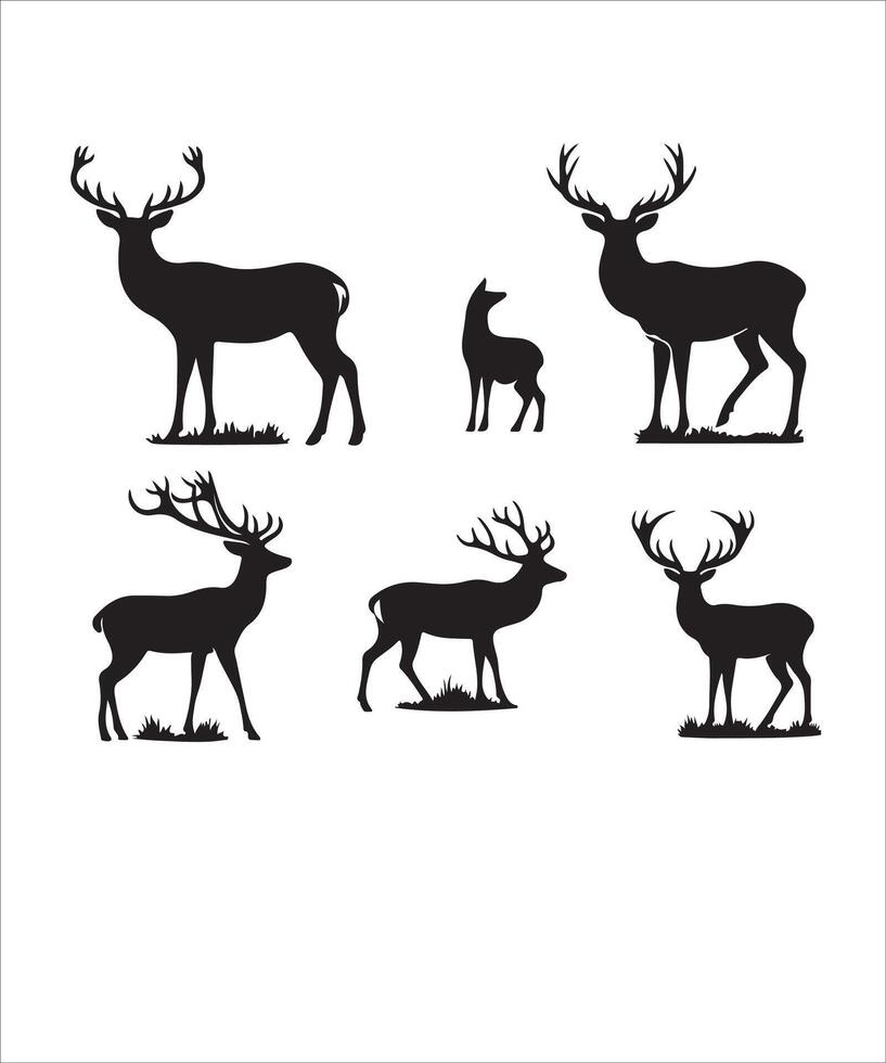 Deer silhouette set vector