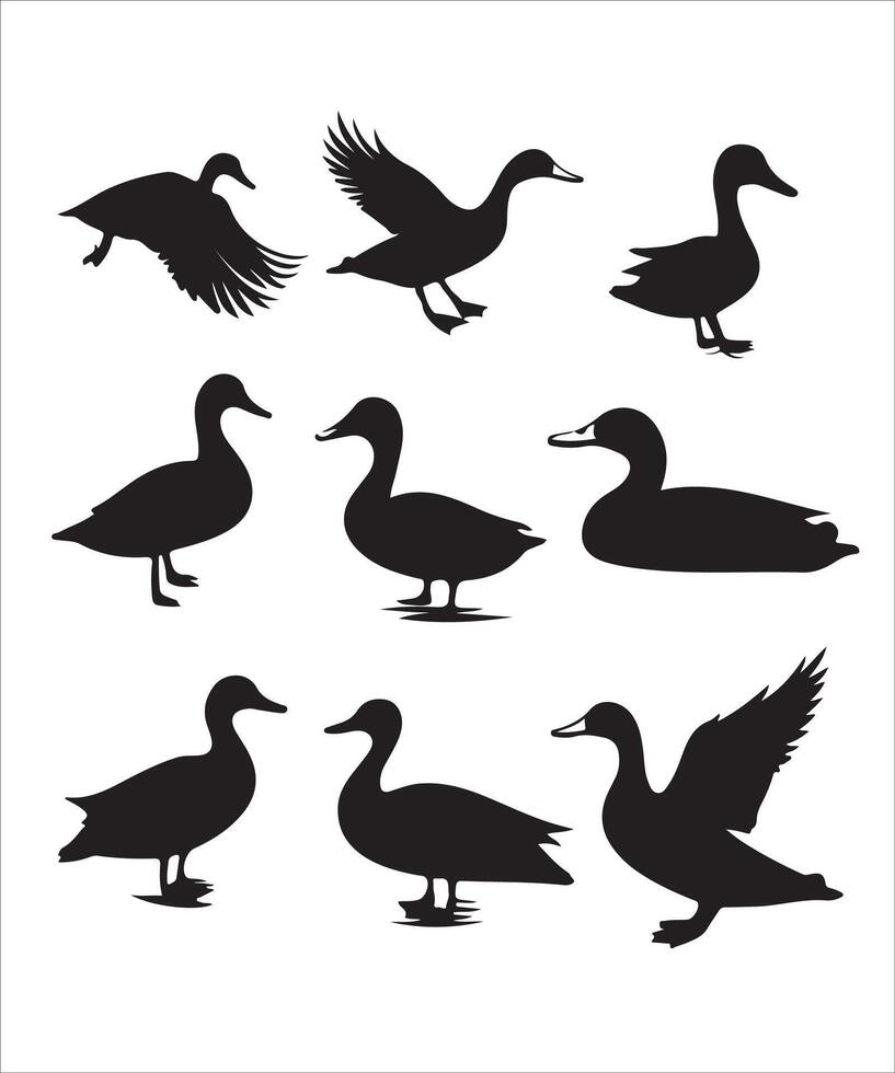 Elegant Duck Silhouette Illustration for Nature Projects vector