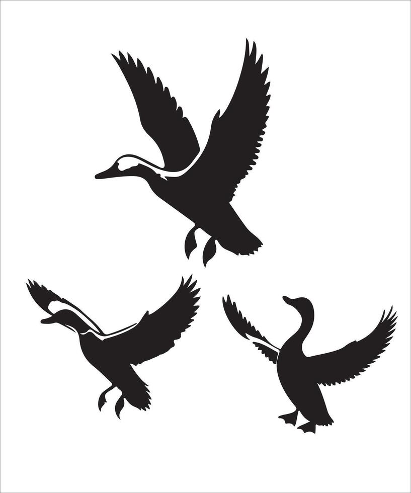 Elegant Silhouette of a Duck in Flight vector