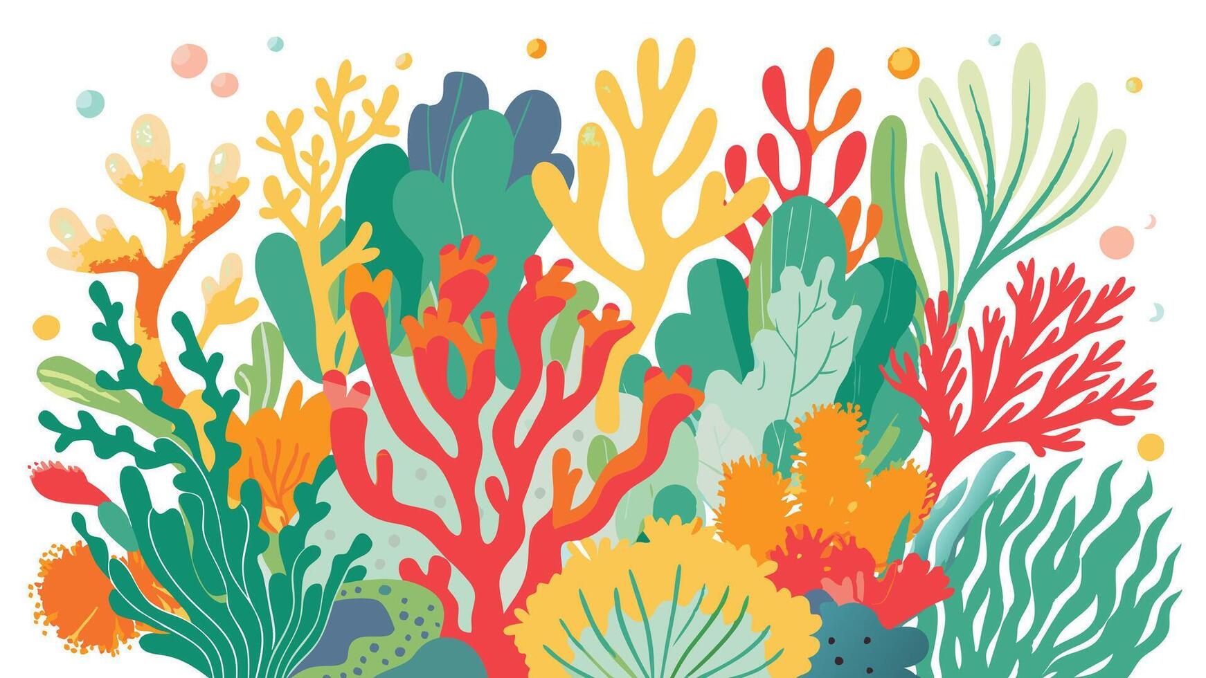 Colorful corals, white background, wallpaper vector