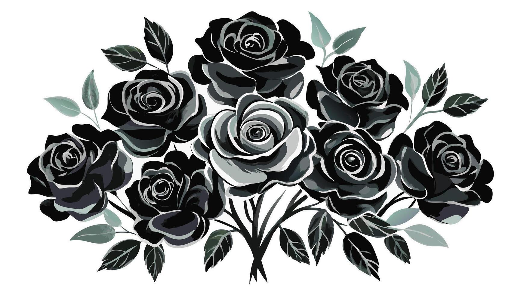 black and white roses on a white background vector